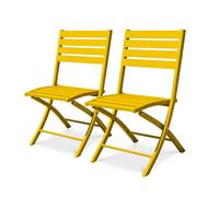 Lot de 2 chaises de jardin en aluminium - Jaune moutarde - MARIUS