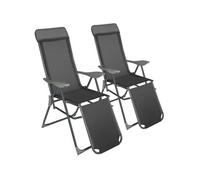 Lot de 2 chaises de jardin en aluminium nuque rembourrée anthracite