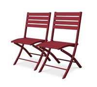 Lot de 2 chaises de jardin en aluminium rouge carmin