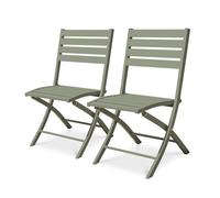 Lot de 2 chaises de jardin en aluminium vert - Kaki