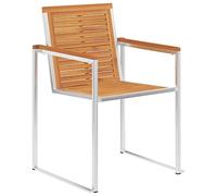 Lot de 2 chaises de jardin en bois d'acacia massif avec finition à l'huile aspect teck et acier inoxydable 304, durables et élégantes, pour terrasse et jardin