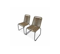 | Lot de 2 chaises de jardin en corde BRASILIA beige empilables extérieur
