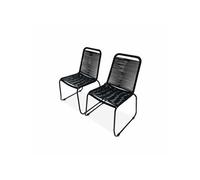 sweeek Lot de 2 chaises de jardin en corde BRASILIA noir empilables extérieur Noir G