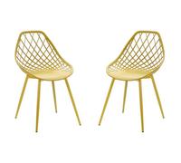 Lot de 2 chaises de jardin en polypropylène avec pieds en métal - Jaune moutarde - MALAGA de MYLIA