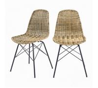 Lot de 2 chaises de jardin en résine tressée marron - Tiptur - Rendez-Vous Déco