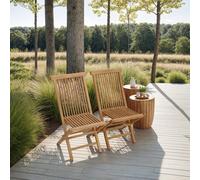 Happy Garden Lot de 2 chaises de jardin LOMBOK pliantes en teck