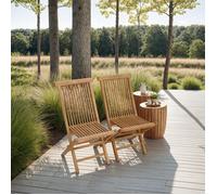 Happy Garden Lot de 2 chaises de jardin LOMBOK pliantes en teck