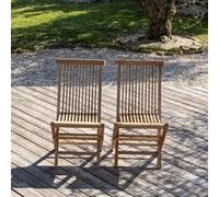 Happy Garden Lot de 2 chaises de jardin LOMBOK pliantes en teck