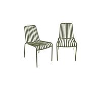 sweeek - Lot de 2 chaises de Jardin Florida Kaki empilable en Acier. L 59 x P 47.5 x H 78 cm