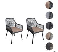 Set De 2 Chaises De Jardin Hwc-O12, Outdoor Sitzpolster Aluminium Seilflecht Rope Anthracite, Housse Taupe Gris