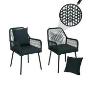 Lot De 2 Chaises De Jardin Hwc-O12, Coussins D'assise/De Dossier D'extérieur, Tressage En Corde D'aluminium Vert, Revêtement Vert Vert