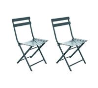 Lot de 2 Chaises de jardin métal pliante Greensboro Bleu Canard - Hespéride