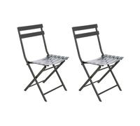 Lot de 2 Chaises de jardin métal pliante Greensboro Graphite - Hesperide