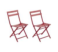 Lot de 2 Chaises de jardin métal pliante Greensboro Groseille - Hesperide