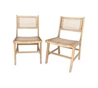 sweeek - Lot de 2 chaises de Jardin Ocara. cannage et Bois. L 61 x 51 x 85cm