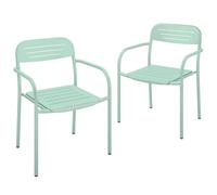 Lot de 2 chaises de jardin - Outsunny - empilable résistant aux intempéries avec accoudoirs antirouille - métal - 56x58x78cm - vert