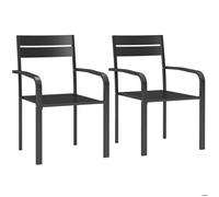 Lot de 2 chaises de jardin - Outsunny - empilables - avec accoudoirs, cadre en aluminium - pour jardin piscine terrasse - gris foncé