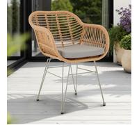 Lot de 2 chaises de jardin PARAMO, imitation rotin brun et gris fauteuil d'extérieur pour terrasse ou balcon