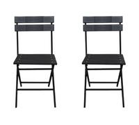 Lot de 2 chaises de jardin pliable en plastique Tenerife - Gris anthracite