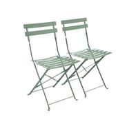 Lot de 2 chaises de jardin pliables - Emilia vert de gris - Acier thermolaqué