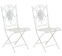 Lot De 2 Chaises De Jardin Pliables En Métal Blanc Antique Blanc