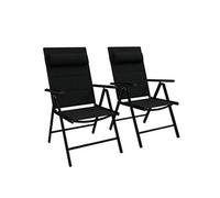 Outsunny Lot de 2 chaises Pliantes Chaises de Jardin avec Appui-tête, accoudoirs et Structure en Aluminium Capacité de Charge de 130 kg pour la terrasse 54x67x108 cm Noir