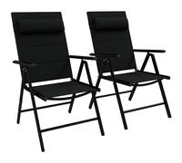 Outsunny Lot de 2 chaises Pliantes Chaises de Jardin avec Appui-tête, accoudoirs et Structure en Aluminium Capacité de Charge de 130 kg pour la terrasse 54x67x108 cm Noir