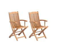 Lot de 2 Chaises de Jardin - Pliantes, en Bois d'Acacia Naturel