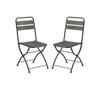 Lot de 2 chaises de jardin pliantes en métal - Gris anthracite - MIRMANDE de MYLIA