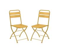 Lot de 2 chaises de jardin pliantes en métal - Jaune moutarde - MIRMANDE de MYLIA