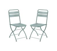 Vente-unique - Lot de 2 chaises de Jardin Pliantes en métal - Vert Amande - MIRMANDE de MYLIA