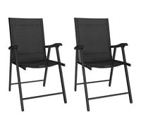 Lot de 2 chaises de jardin pliantes Outsunny, chaises de jardin pliantes avec dossier haut et accoudoirs, ensemble de chaises d'extérieur pliantes en Texteline respirante avec structure métallique