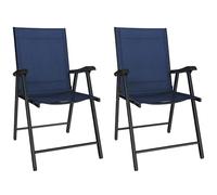 Lot de 2 chaises de jardin pliantes Outsunny, chaises de jardin pliantes avec dossier haut et accoudoirs, ensemble de chaises d'extérieur pliantes en Texteline respirante avec structure métallique