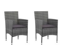vidaXL Chaises de jardin en résine tressée avec accoudoirs Noir – Lot de 2