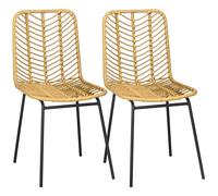 HomCom Chaises de jardin colonial - Piètement acier noir, résine tressée aspect rotin - Lot de 2