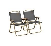 Lot de 2 chaises de plage camping pliantes - poignée - structure acier aspect bois oxford gris Gris G