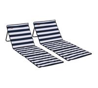 Lot de 2 chaises de plage pliables & réglables, 142x51x40cm, Transat avec sac de transport, Noir et blanc