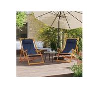 Vidaxl Chaises De Plage Pliables Lot De 2 Bleu Tissu