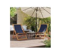 Vidaxl Chaises De Plage Pliables Lot De 2 Bleu Tissu