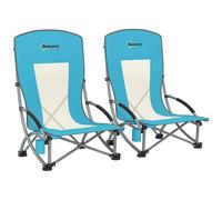 Outsunny Lot de 2 chaises de Plage Pliable, chaises Camping Pliante légère 2,7 kg, avec Dossier en Maille, Sac de Transport et Porte-gobelet pour Jardin, Pique-Nique, Festival, Voyage, Bleu