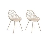 Lot de 2 Chaises de Repas en Matière Synthétique Beige Treillis Ajouré Canton II