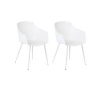 Lot de 2 Chaises de Repas en Matière Synthétique Blanches à Accoudoirs Fonda
