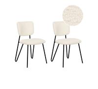 Lot de 2 Chaises de Repas Modernes Rembourrées en Tissu Boucle Blanc Cassé Nelko