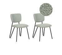 Lot de 2 Chaises de Repas Modernes Rembourrées en Tissu Boucle Vert Clair Nelko