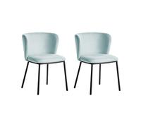 Lot de 2 Chaises de Repas Modernes Sans Accoudoirs en Tissu Bleu Clair Mina