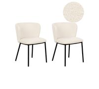 Lot de 2 Chaises de Repas Modernes Sans Accoudoirs en Tissu Boucle Blanc Cassé M