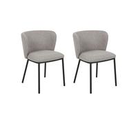 Lot de 2 Chaises de Repas Modernes Sans Accoudoirs en Tissu Gris Mina