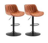 Lot de 2 chaises de Restaurant Modernes pivotantes à 360° avec Grand siège en Cuir, tabourets de Cuisine for île, pub, café, Salle à Manger, Hauteur réglable 48~66 cm(Orange)
