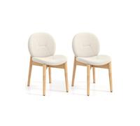 Helloshop26 Lot de 2 chaises de Salle à Manger 50 x 60 x 84 cm siège incurvé et Confort Optimal Style Rustique en Bois de Caoutchouc Blanc 20_0011737