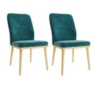 Lot de 2 Chaises de Salle à Manger à Dossier Haut, Structure en Bois, Style Vintage Élégant, Vert